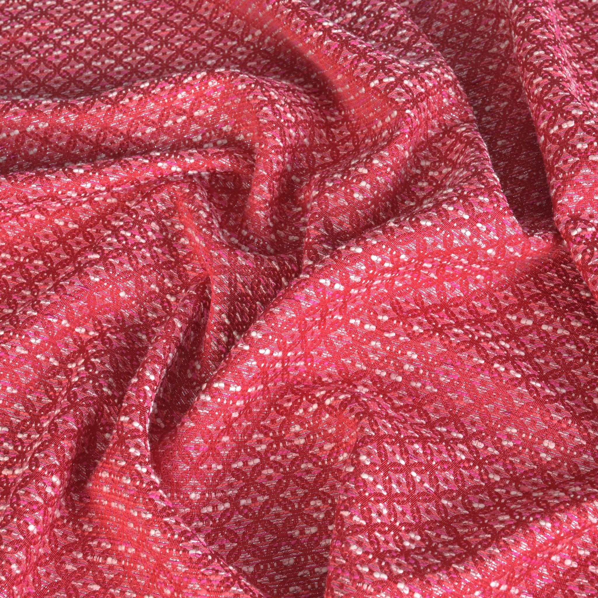 Red Geometric Jacquard Fabric 96915