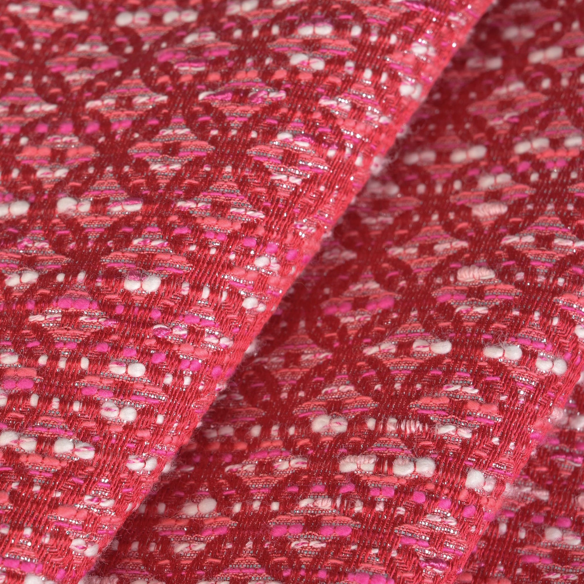 Red Geometric Jacquard Fabric 96915