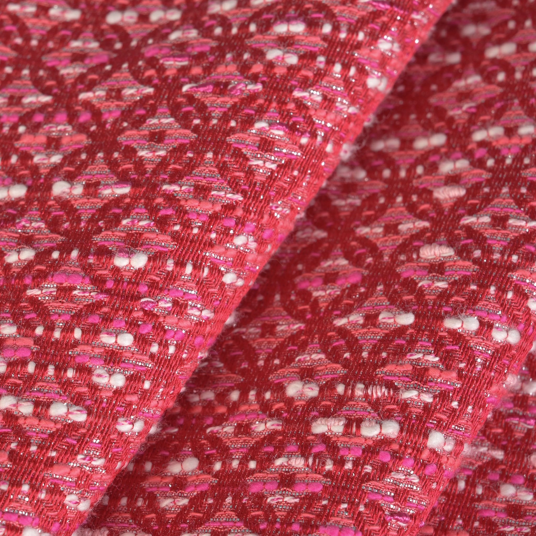 Red Geometric Jacquard Fabric 96915