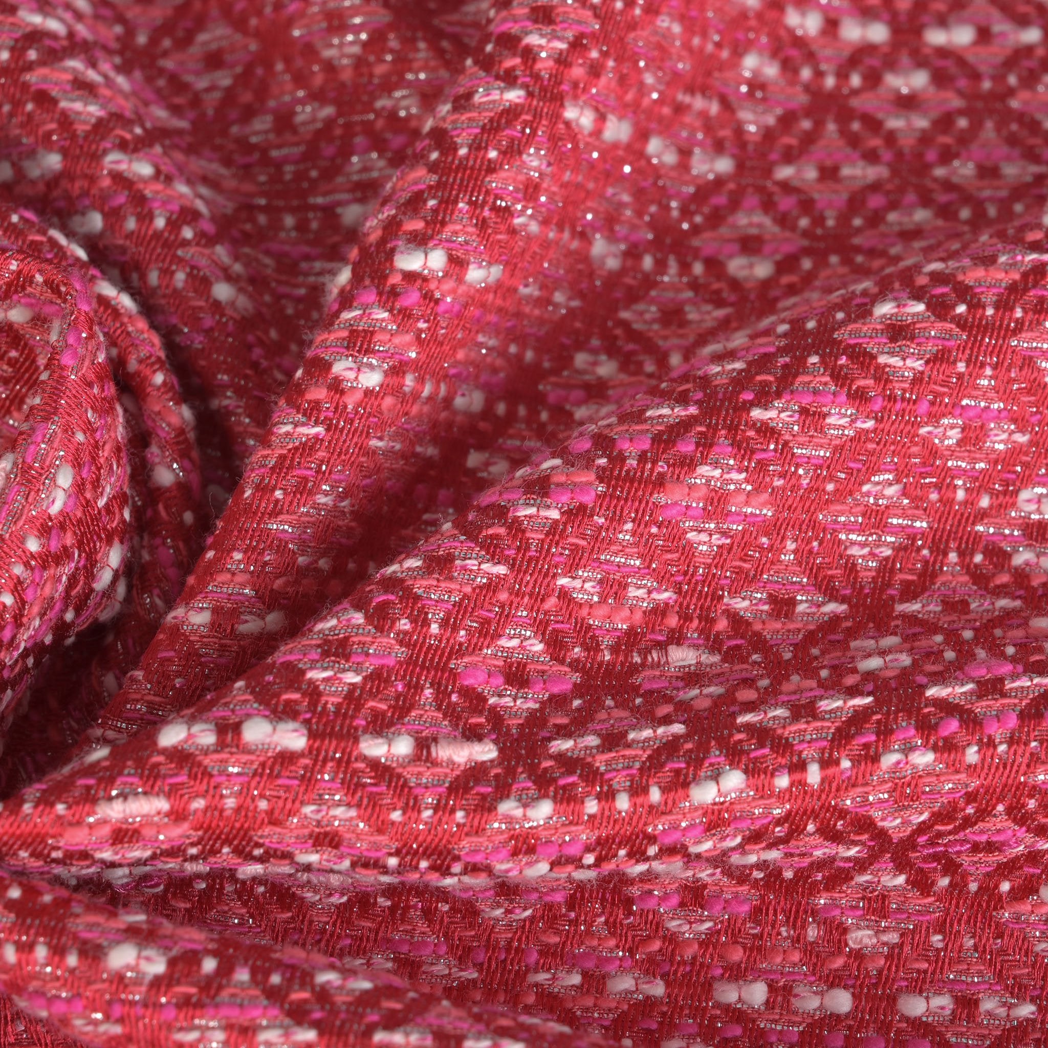 Red Geometric Jacquard Fabric 96915