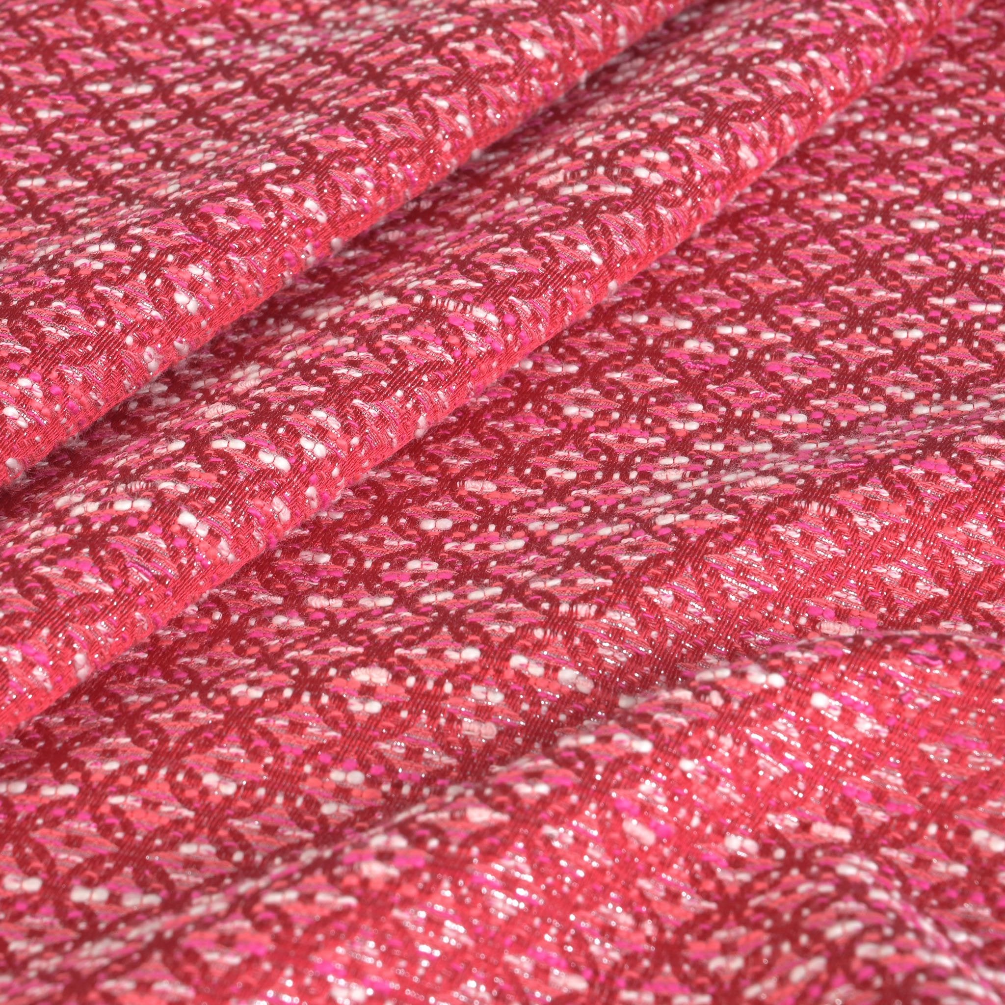 Red Geometric Jacquard Fabric 96915