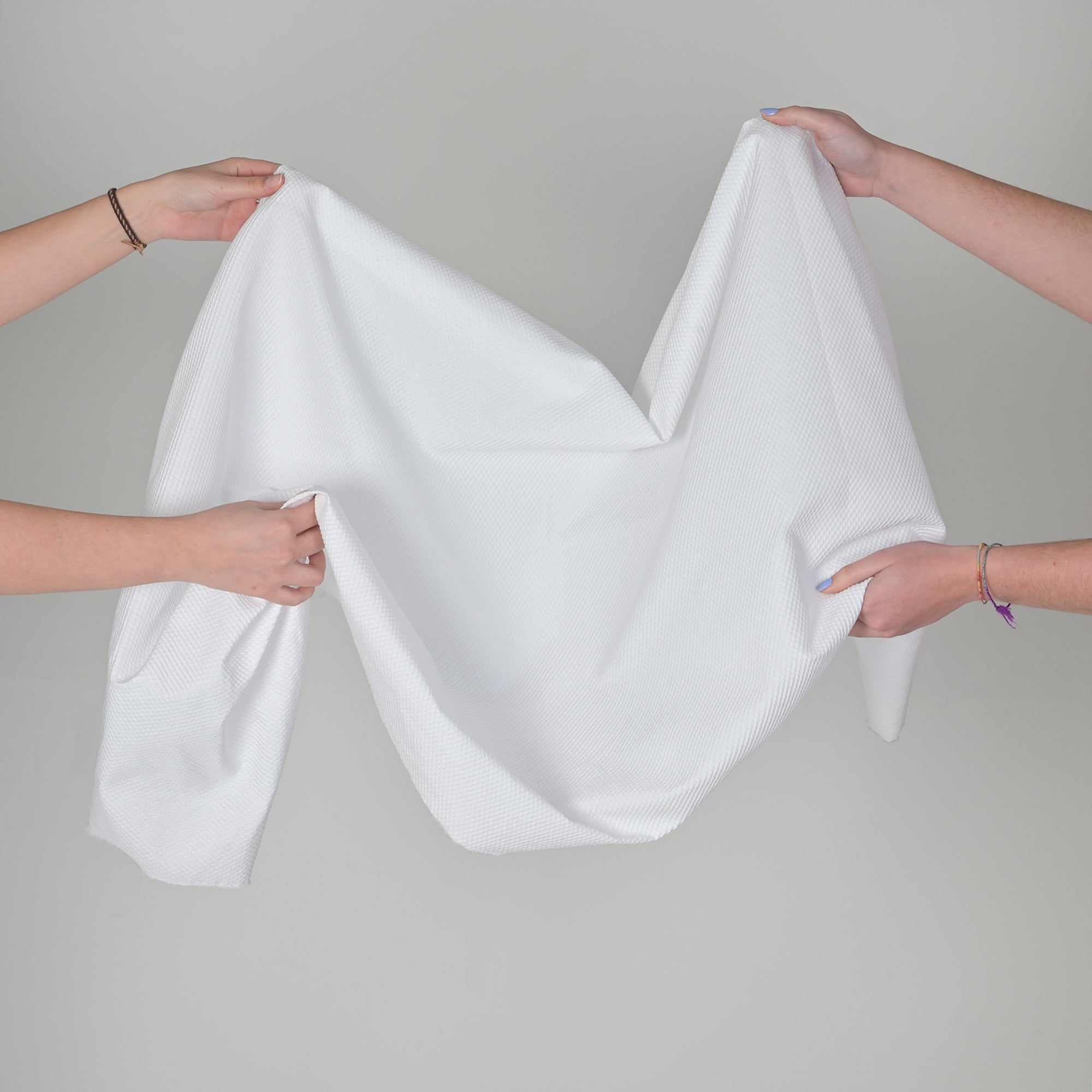 White Abstract Jacquard Fabric 97090