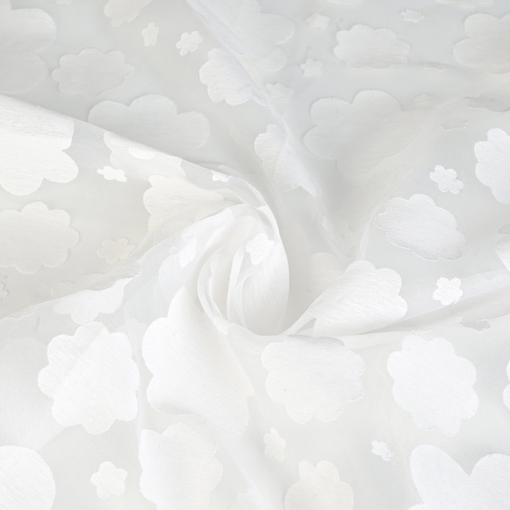 White Floral Organza Fabric 99762