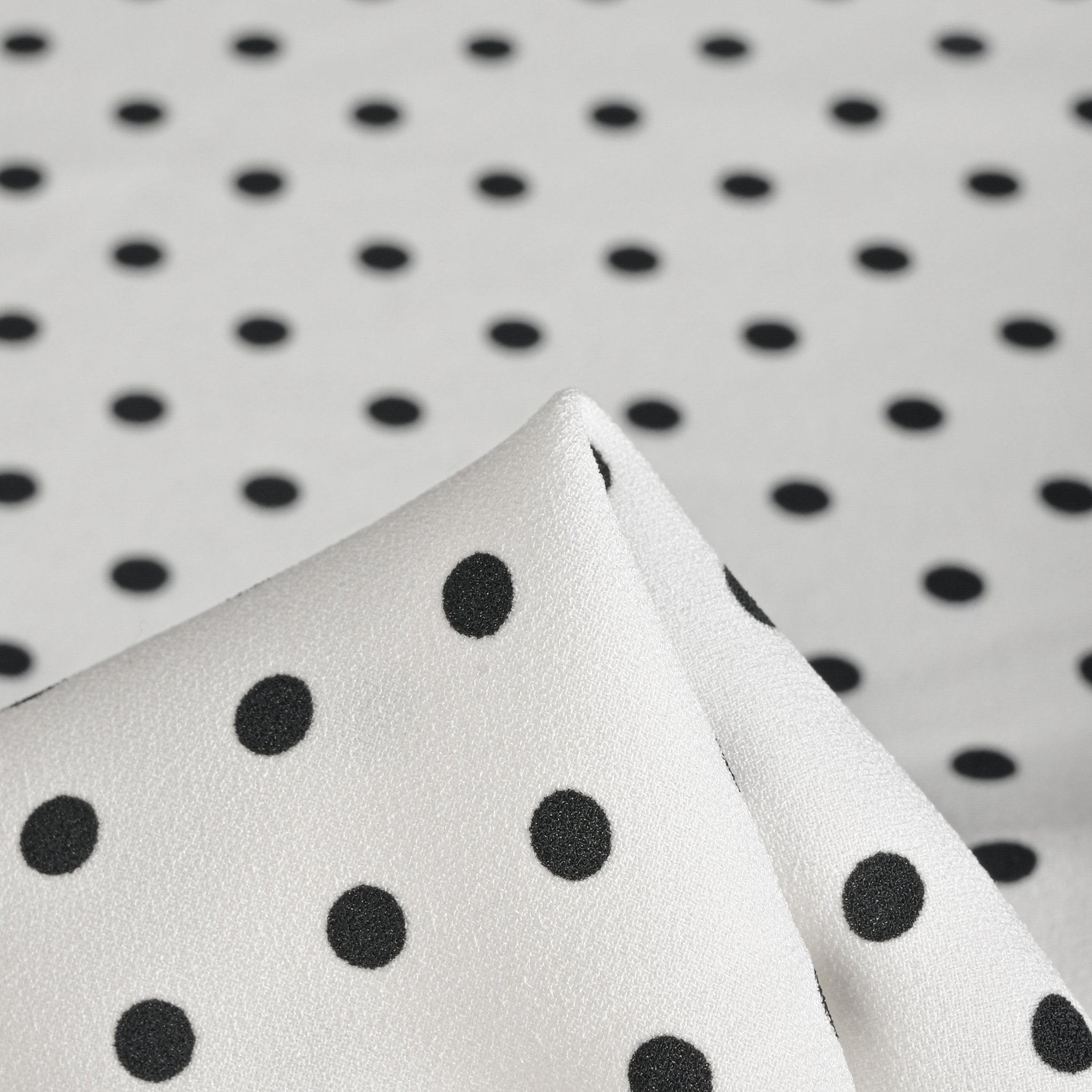 White Polka Dot Crepe Fabric 3475