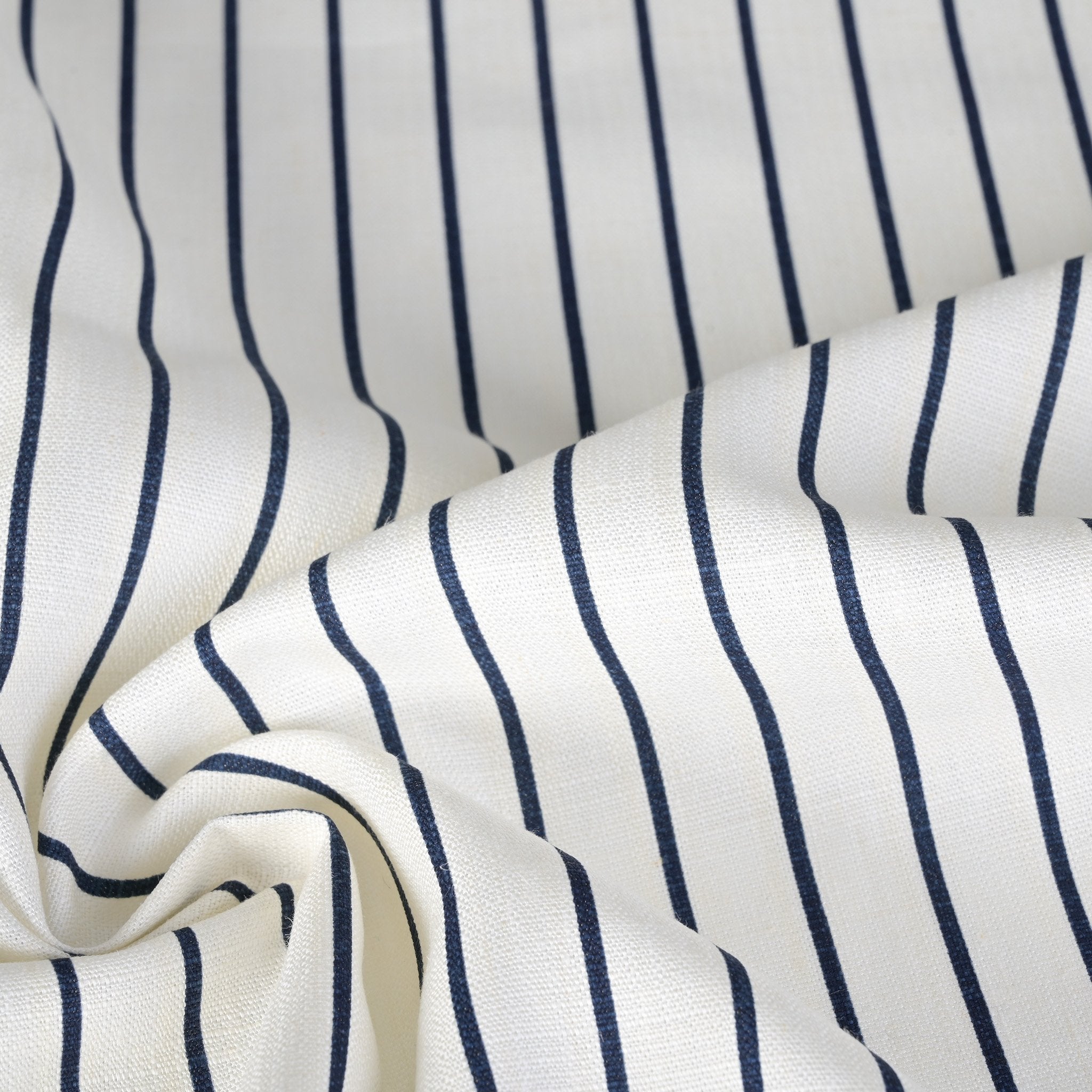 White Striped Linen Fabric 96080