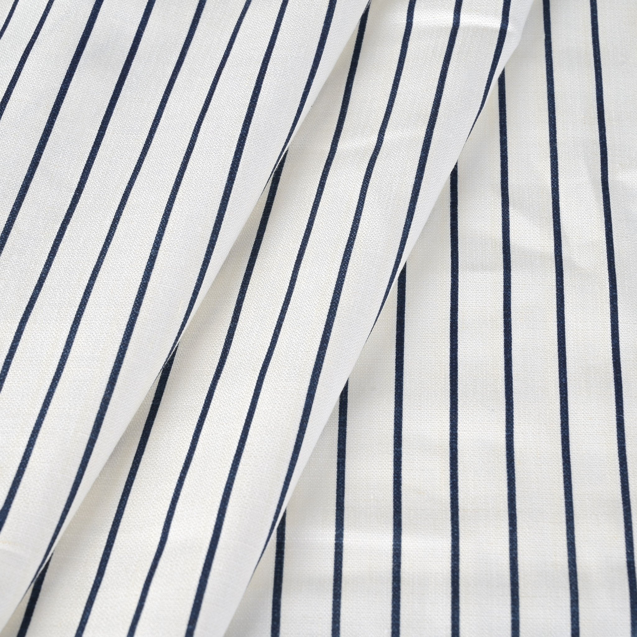 White Striped Linen Fabric 96080
