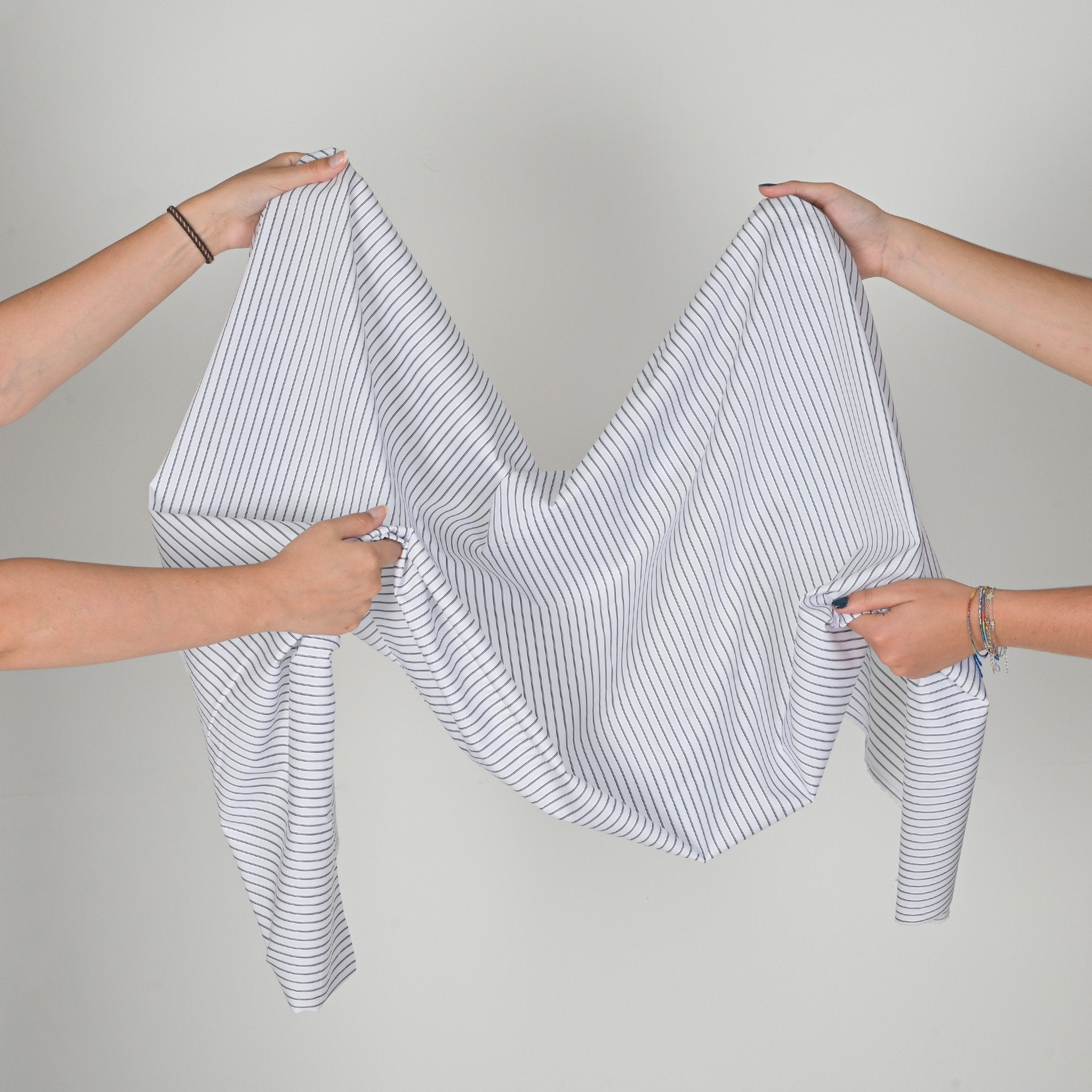 White Striped Shirting Fabric 2922