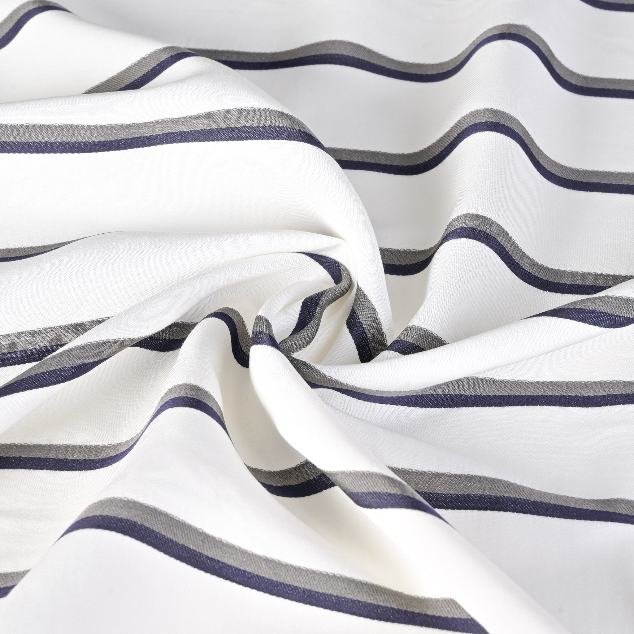 White Striped Shirting Fabric 3187