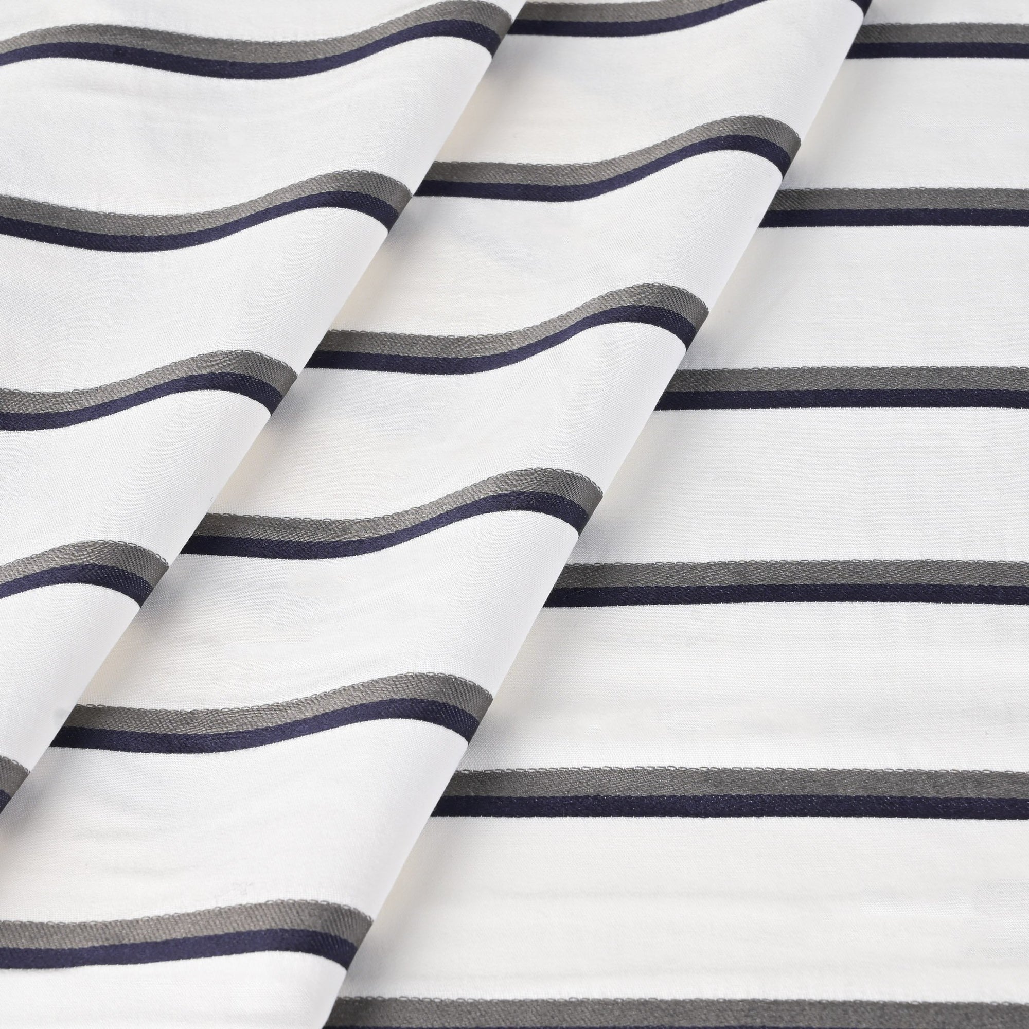 White Striped Shirting Fabric 3187