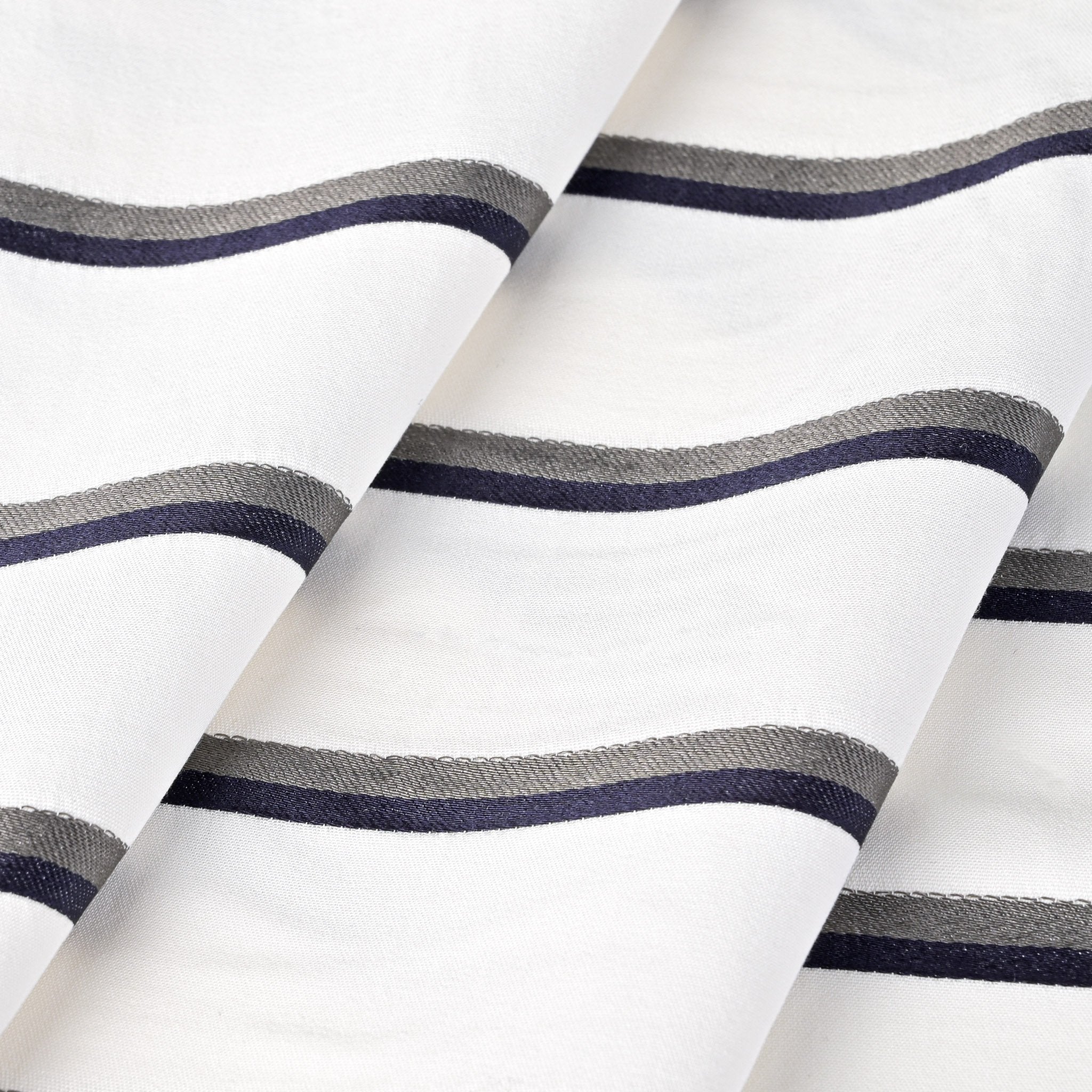 White Striped Shirting Fabric 3187