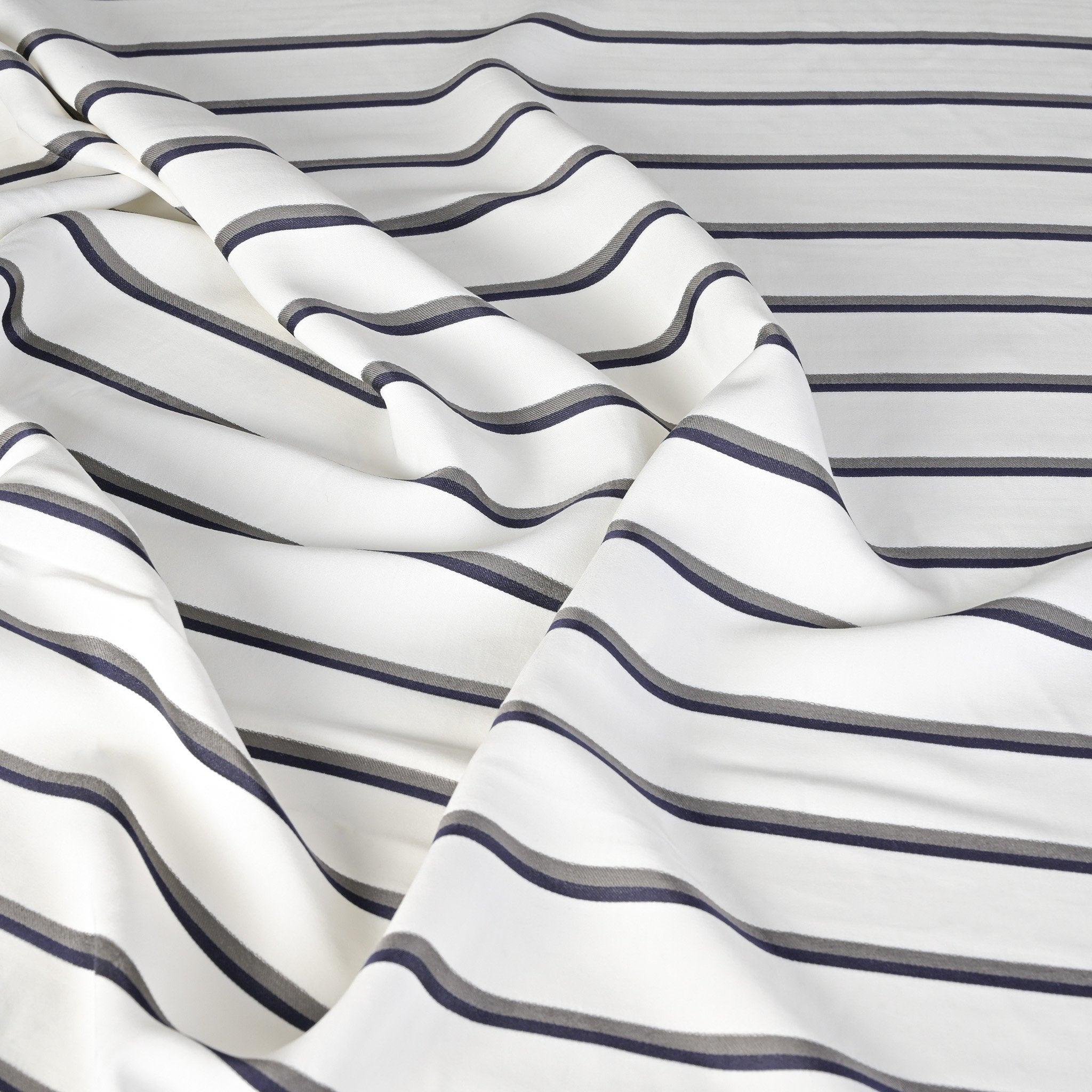 White Striped Shirting Fabric 3187