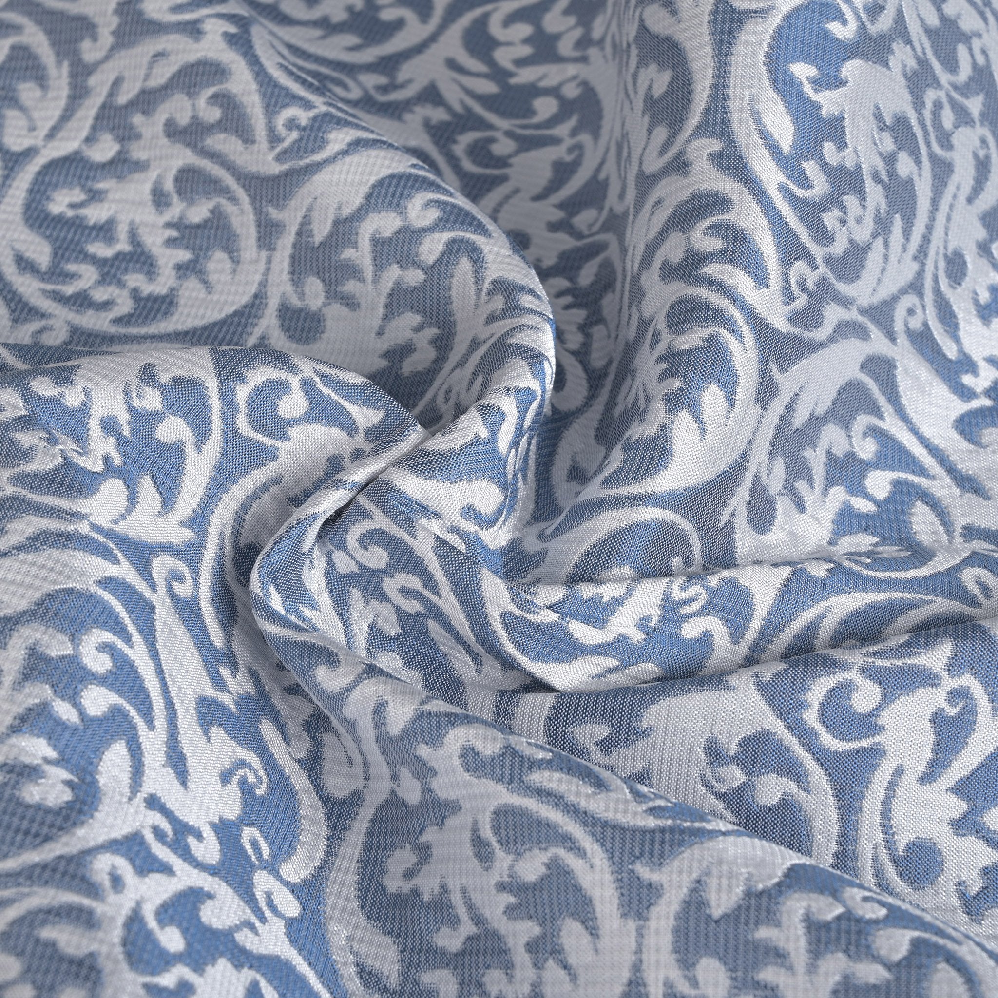 White and Blue Jacquard Fabric 96902