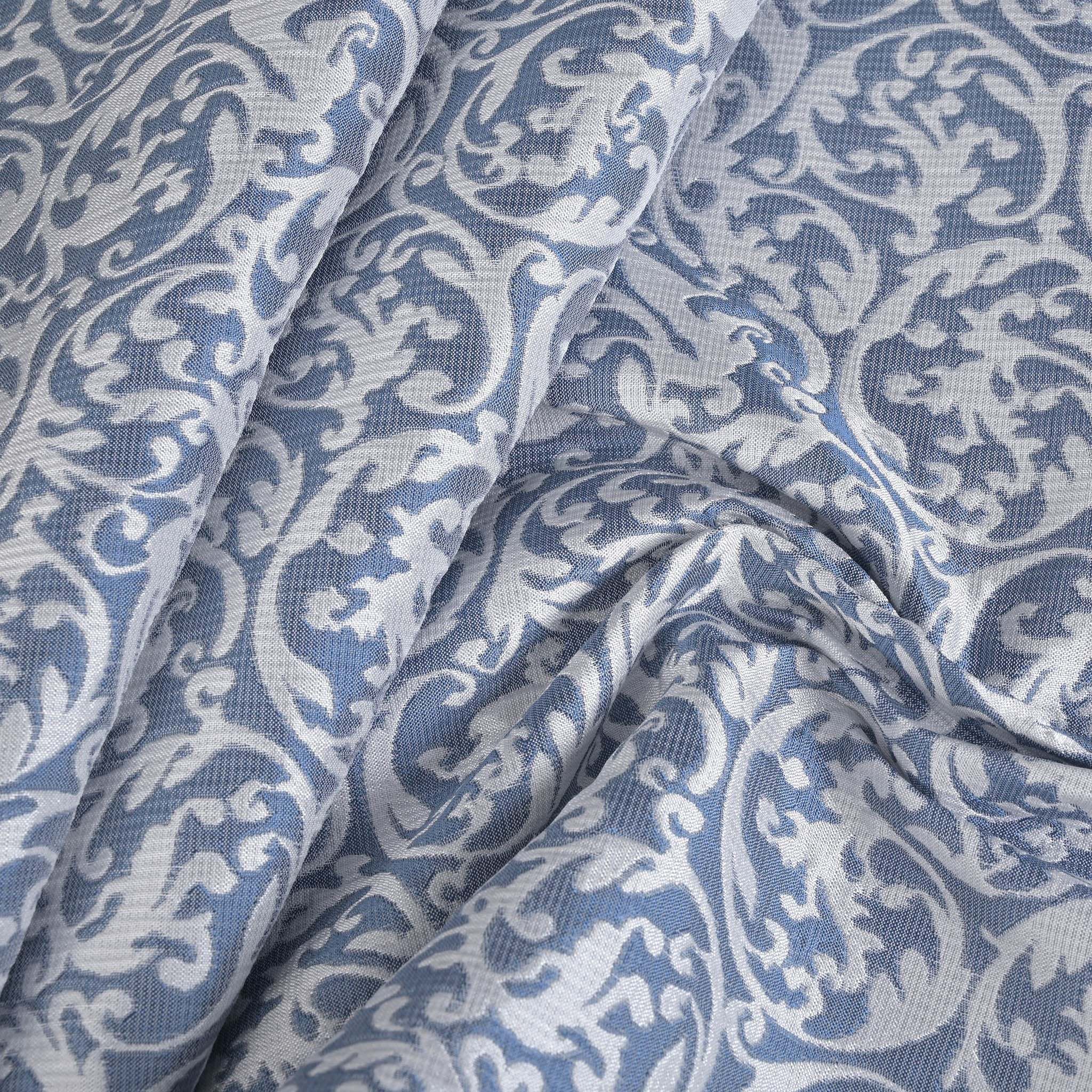 White and Blue Jacquard Fabric 96902