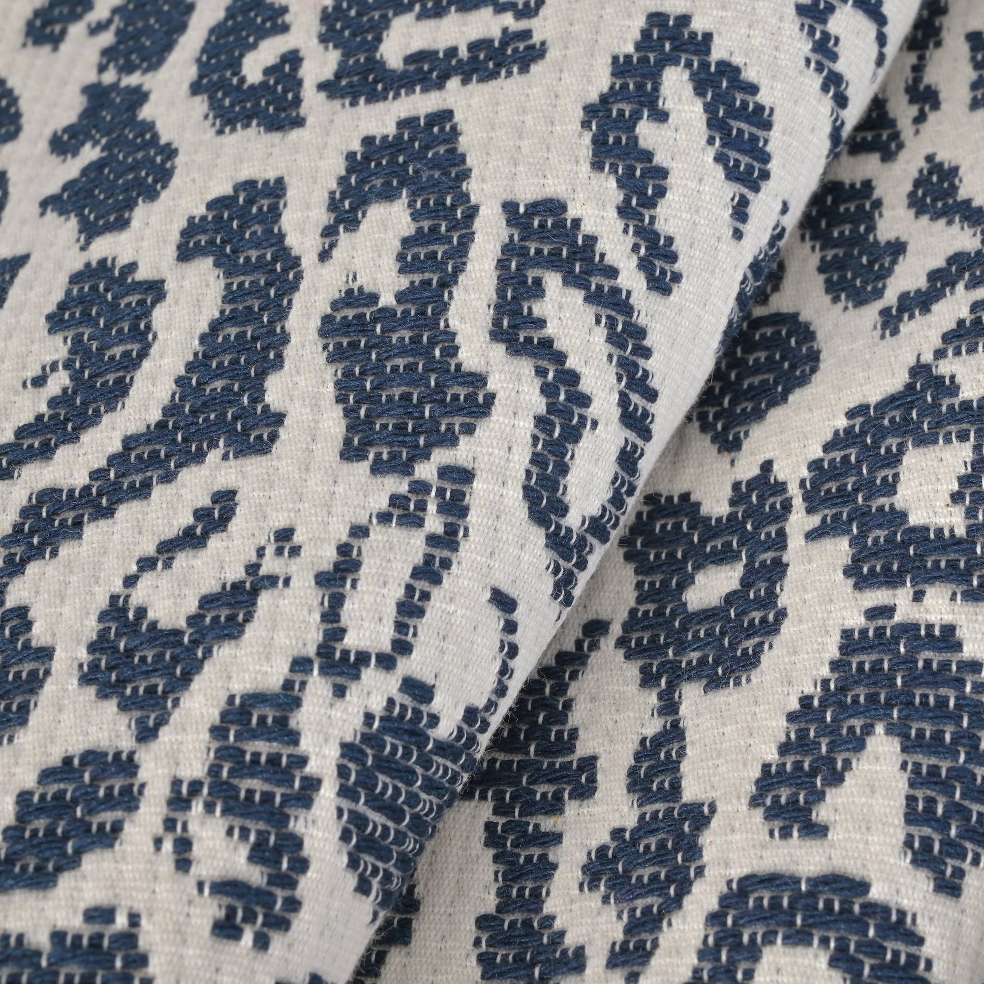 White and Navy Coating Fabric 80053