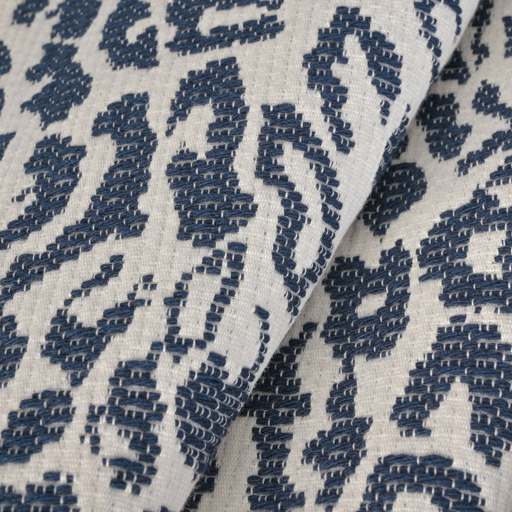 White and Navy Coating Fabric 80053