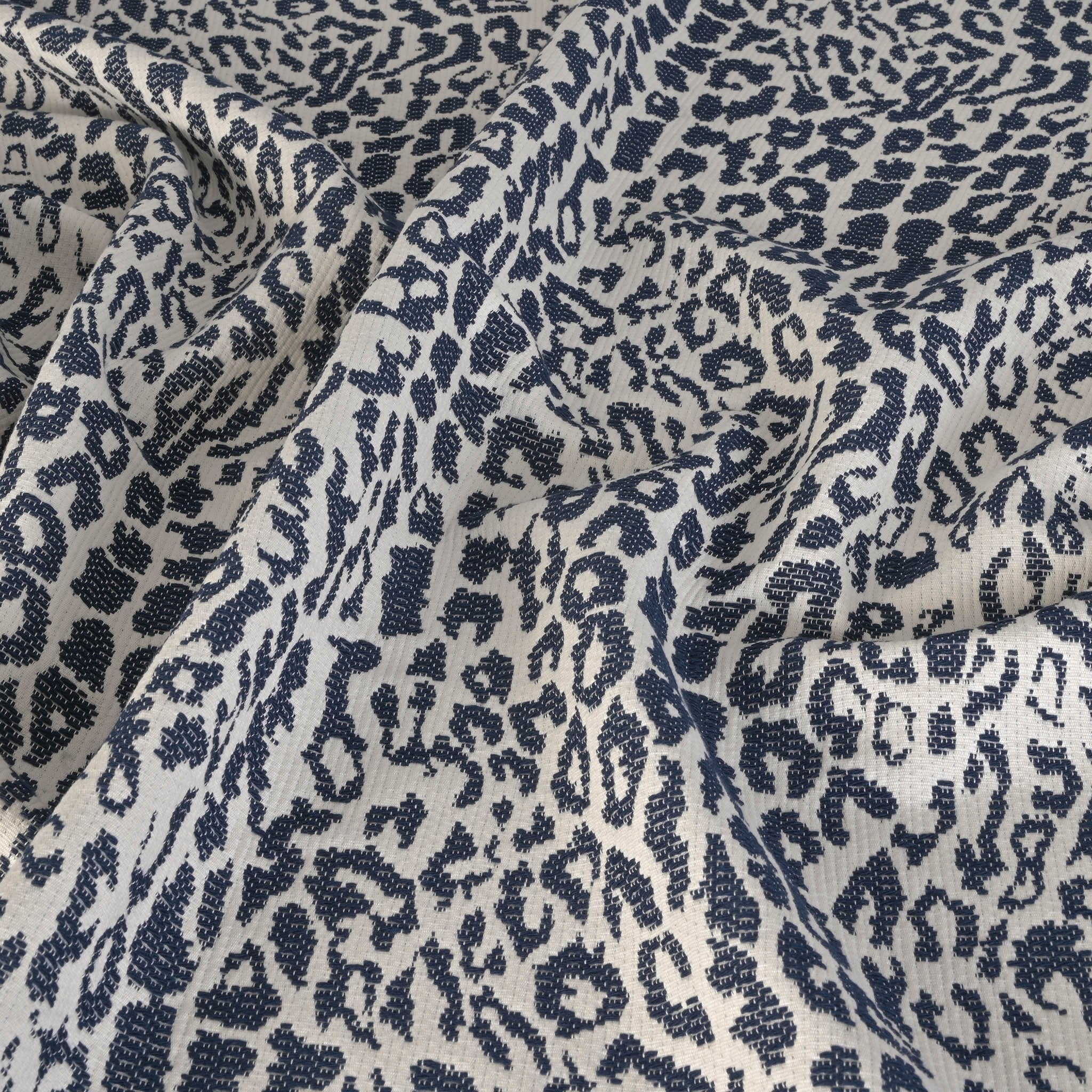 White and Navy Coating Fabric 80053