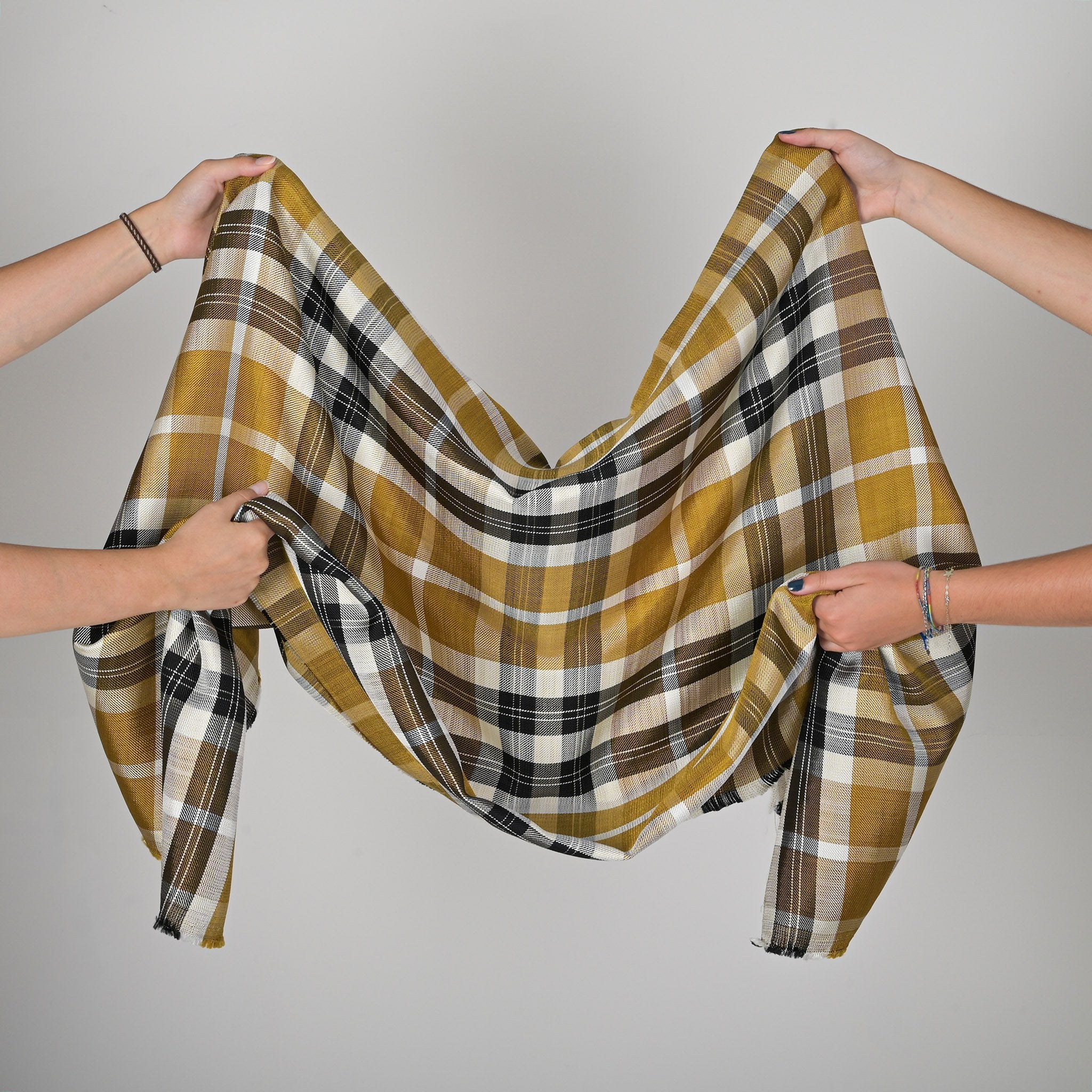 Yellow Check Suiting Fabric 6489