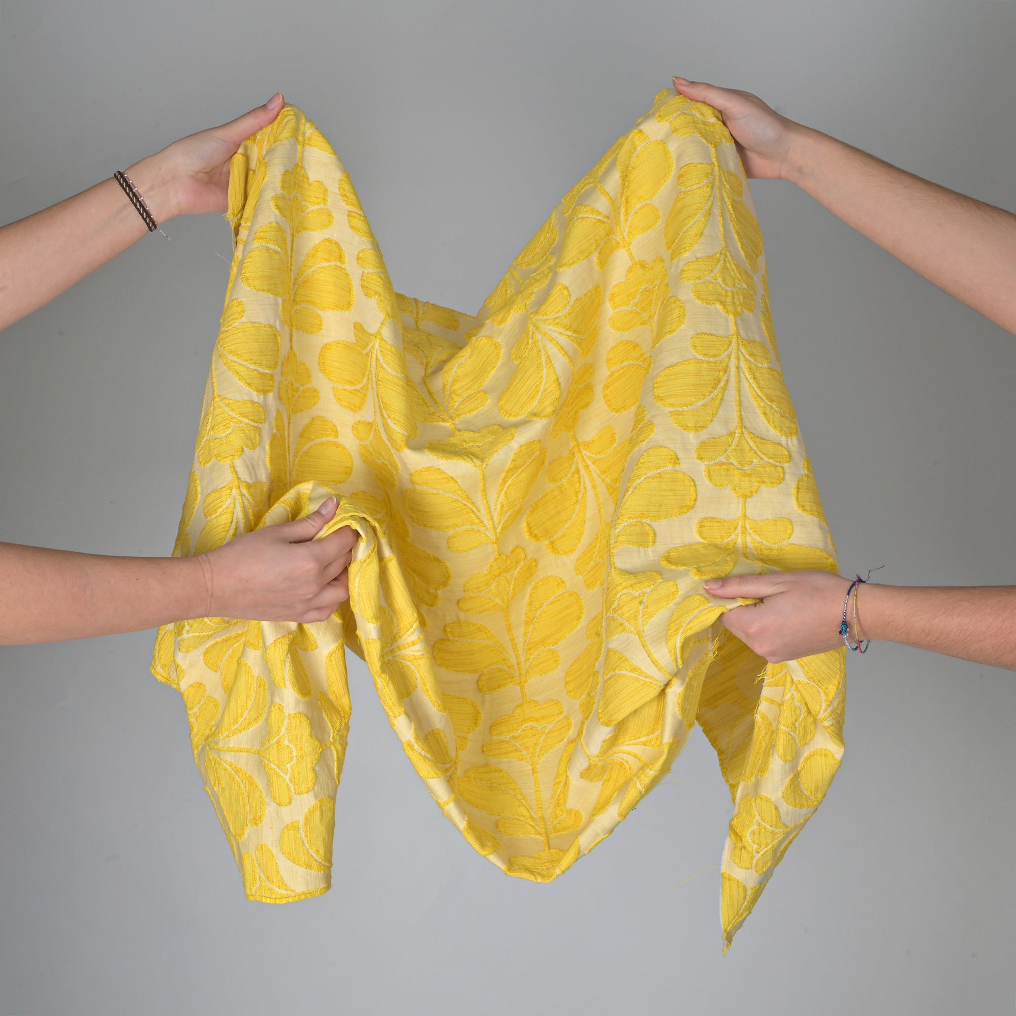 Yellow Floral Jacquard Fabric 2209