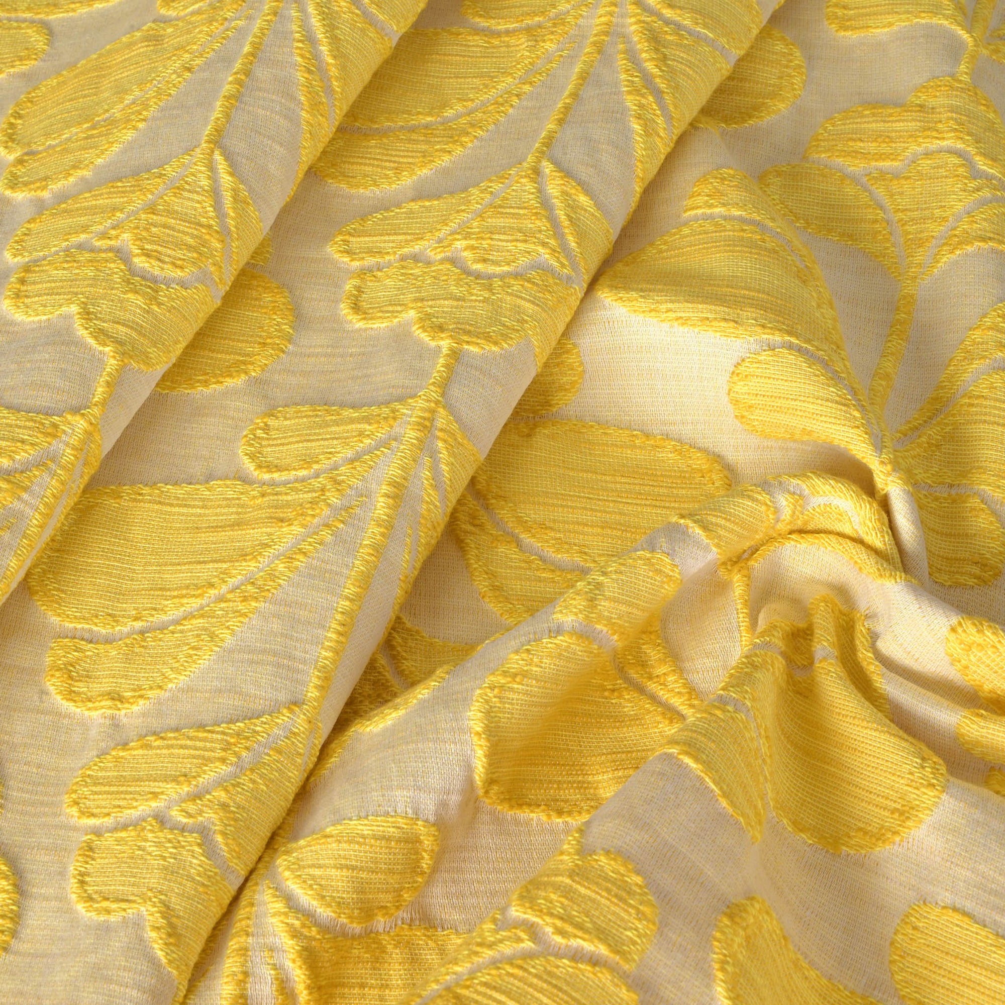 Yellow Floral Jacquard Fabric 2209