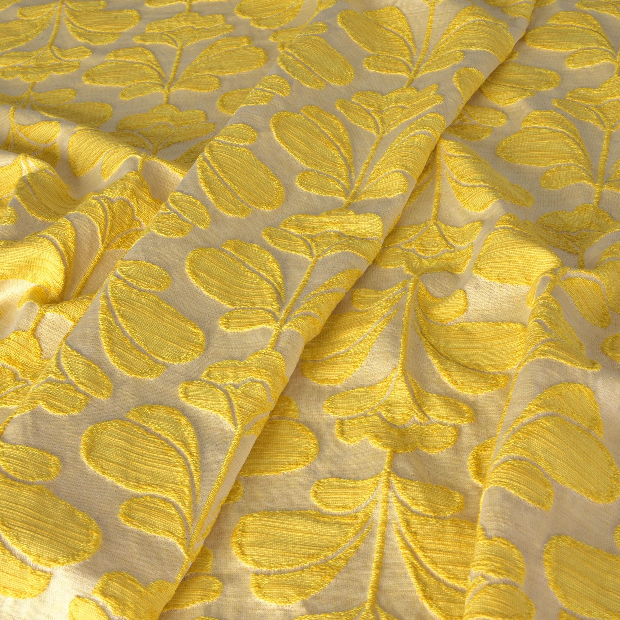 Yellow Floral Jacquard Fabric 2209