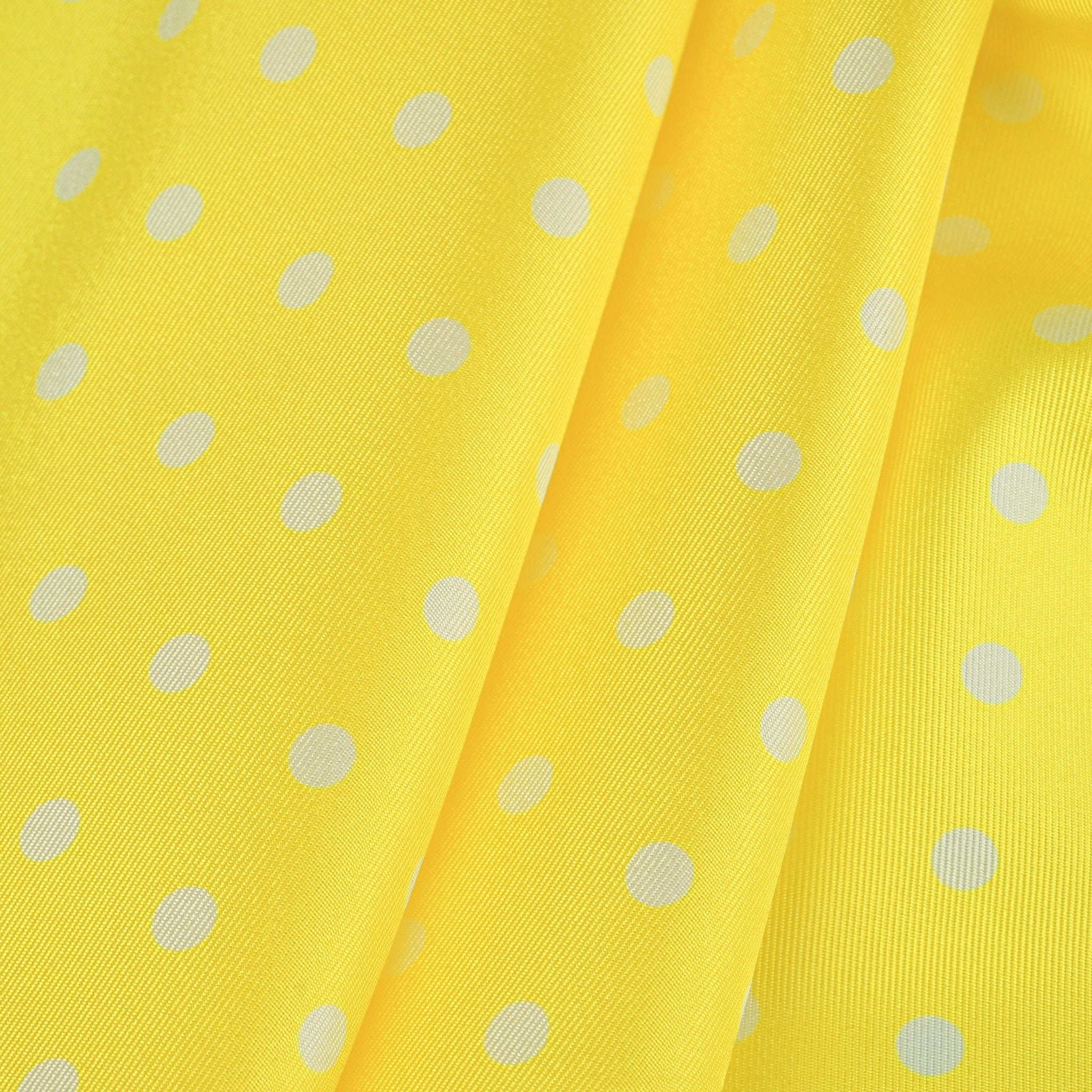 Yellow Printed Silk Satin Fabric 8693