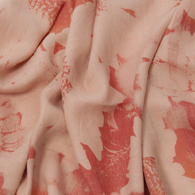 Coral Floral Linen Fabric 117 - Fabrics4Fashion