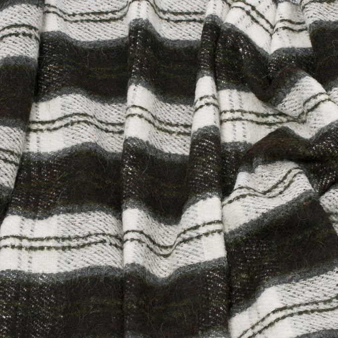 Green / Brown Check Coating fabric 192 - Fabrics4Fashion