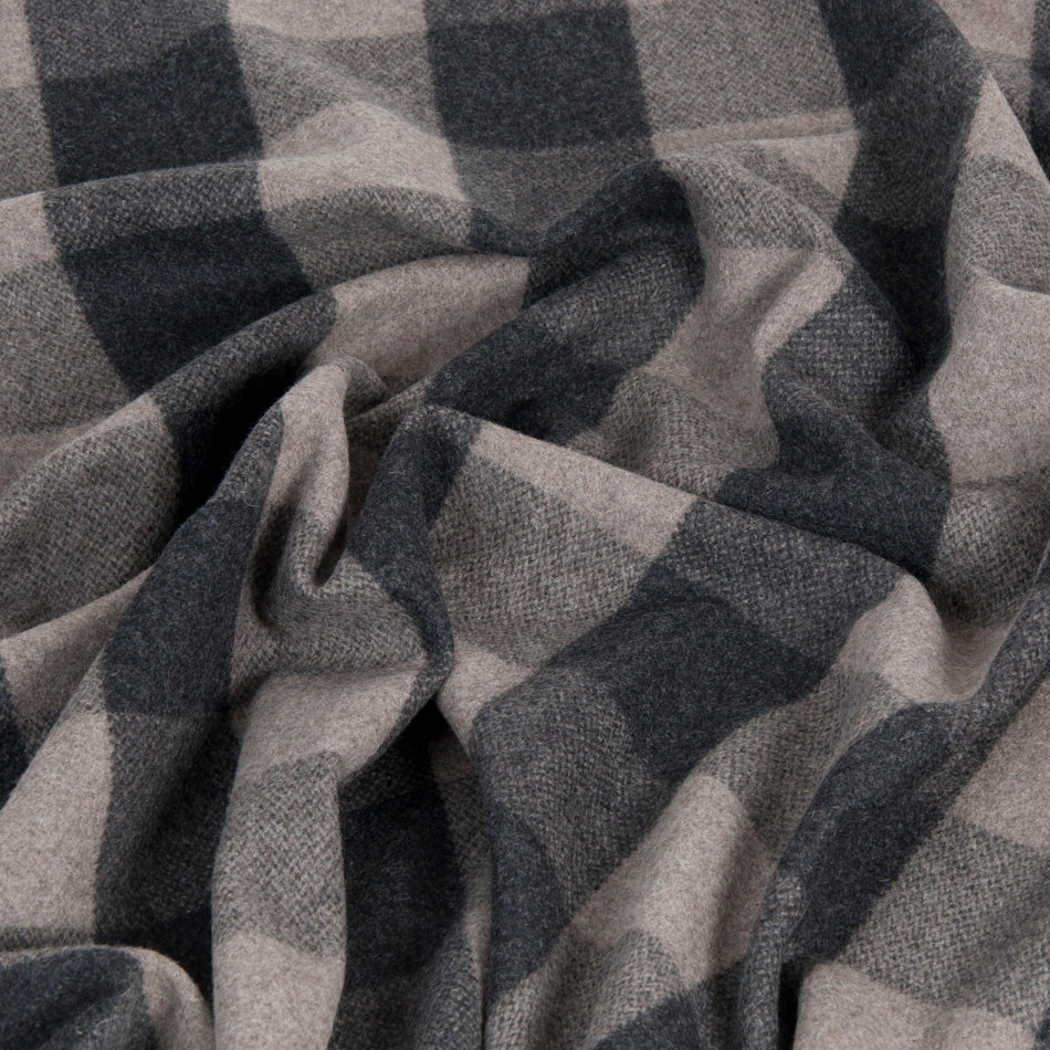 Charcoal Check Coating Fabric 1437 - Fabrics4Fashion