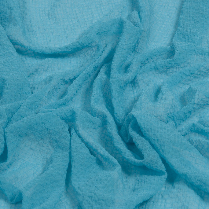Blue Poly Chiffon Waffle Wave 1080 - Fabrics4Fashion