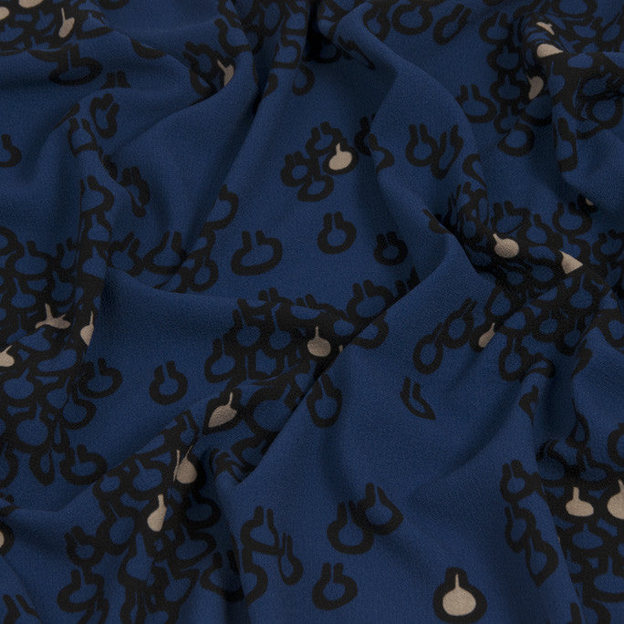 Geometric Royal Blue Suiting Fabric 1093 - Fabrics4Fashion