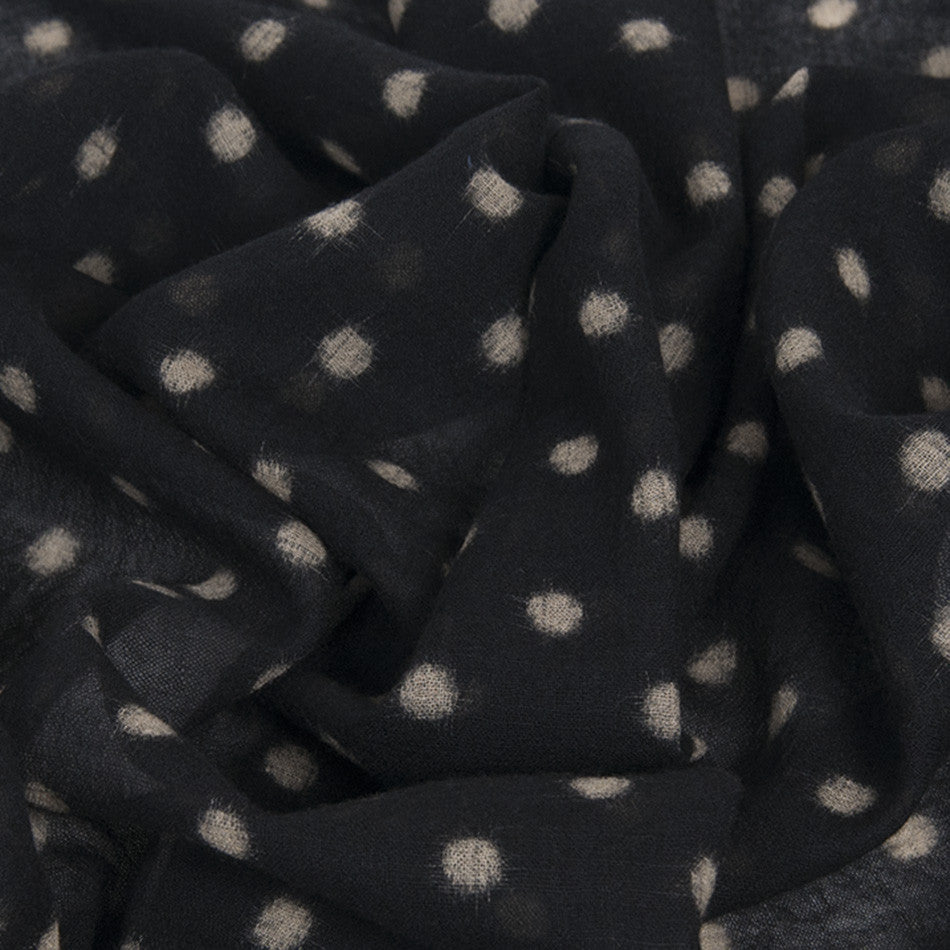 Black / Beige Printed Dots Wool 1563 - Fabrics4Fashion