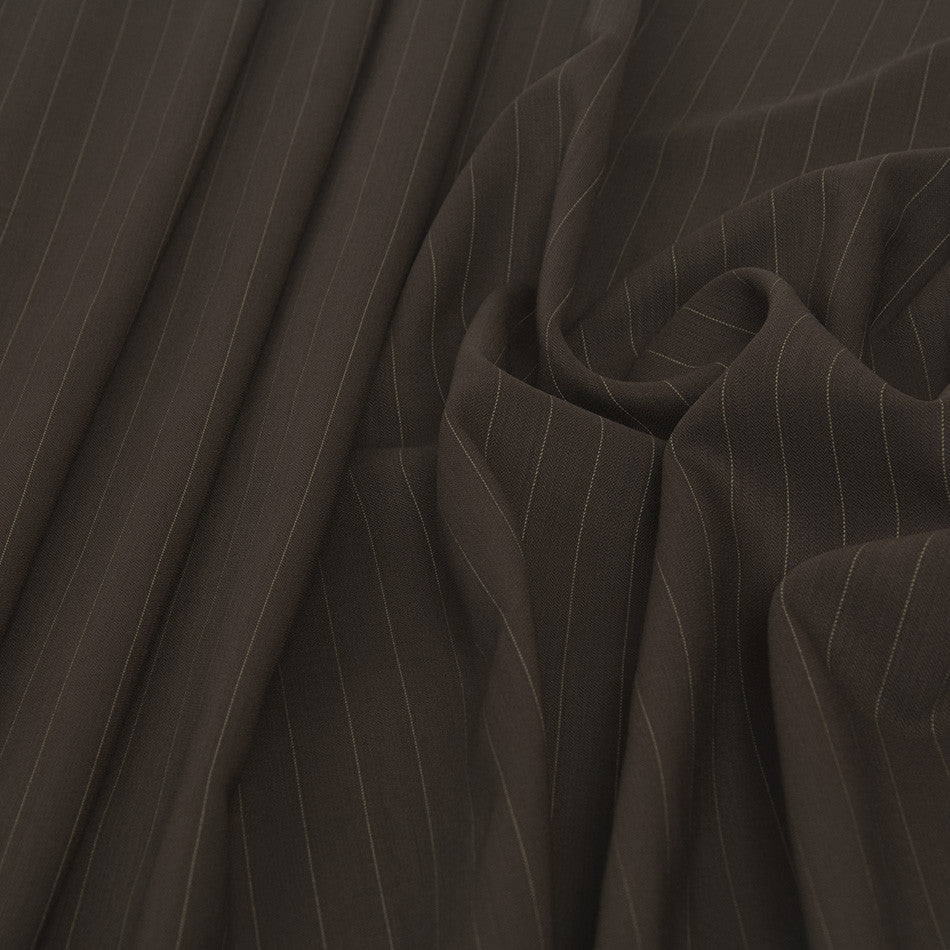 Brown Pinstripe Suiting Fabric 1569 - Fabrics4Fashion