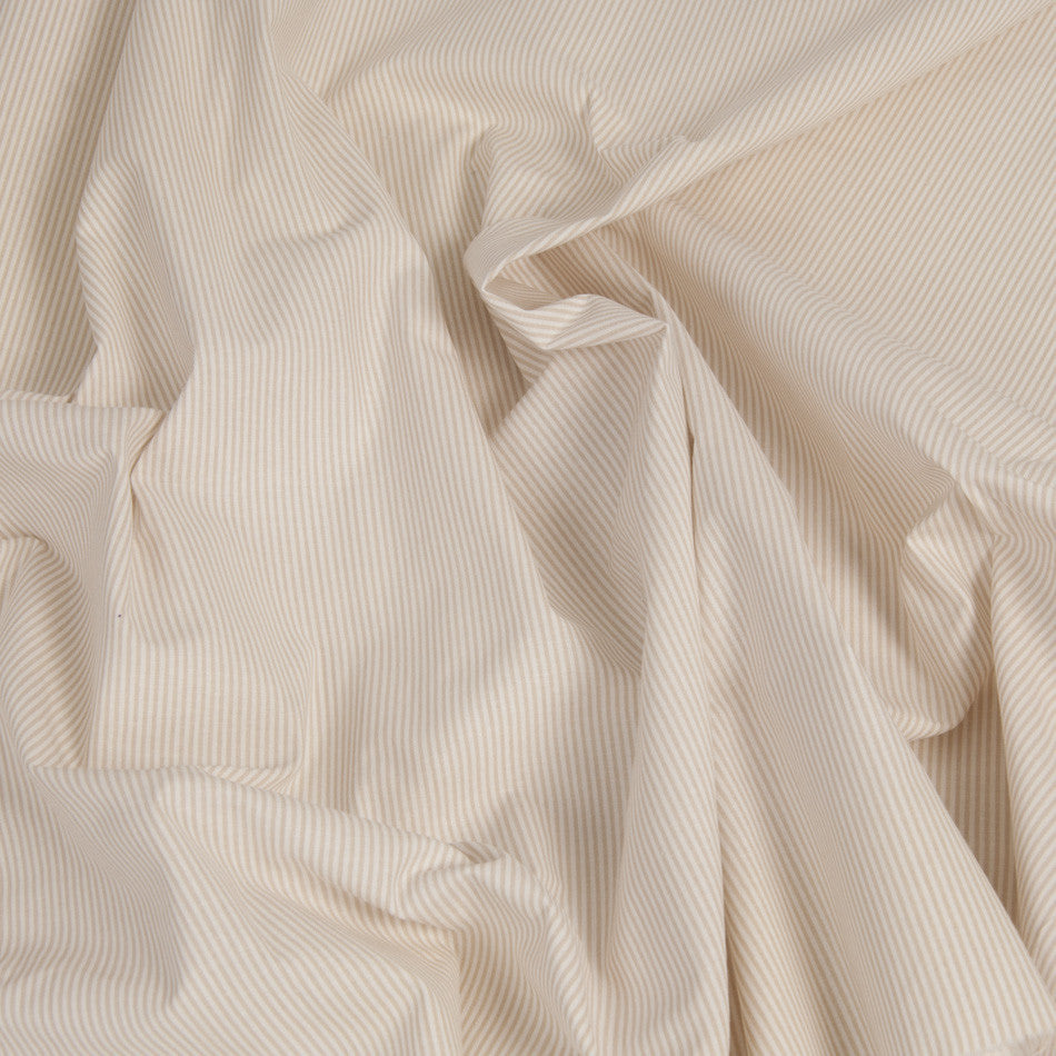 Nude/ White Striped Cotton Fabric 177 - Fabrics4Fashion