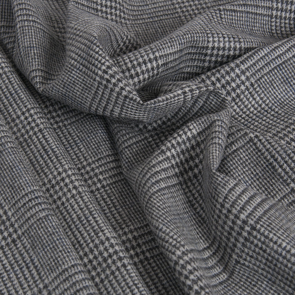 Charcoal Lightweight Prince of Wales Flannel 1954 - Fabrics4Fashion