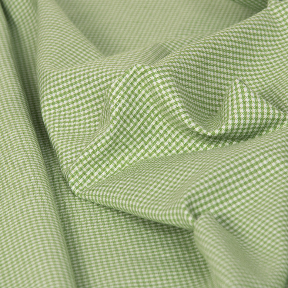 Green and White Stretchy Vichy 2422 - Fabrics4Fashion