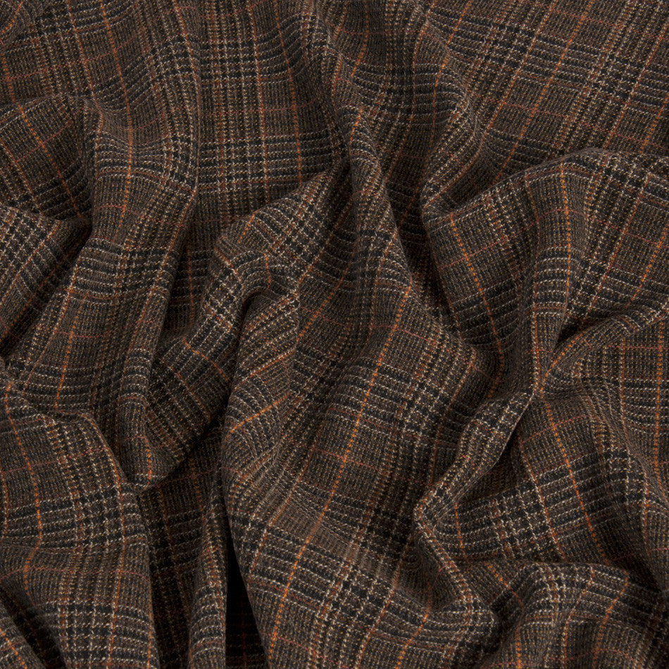 Brown Orange Tartan Wool 255 - Fabrics4Fashion