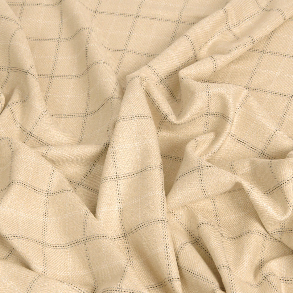 Beige Check Stretch Silk Blend 278 - Fabrics4Fashion