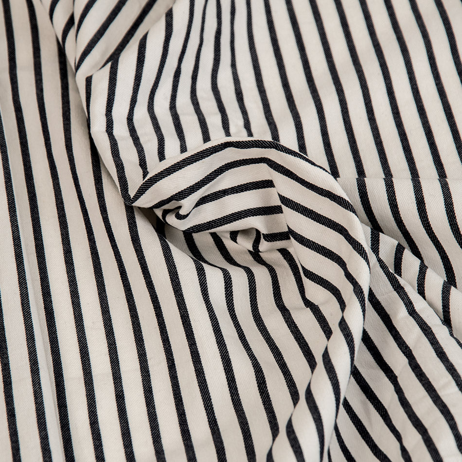 Navy & White Striped Stretch Fabric 437 - Fabrics4Fashion