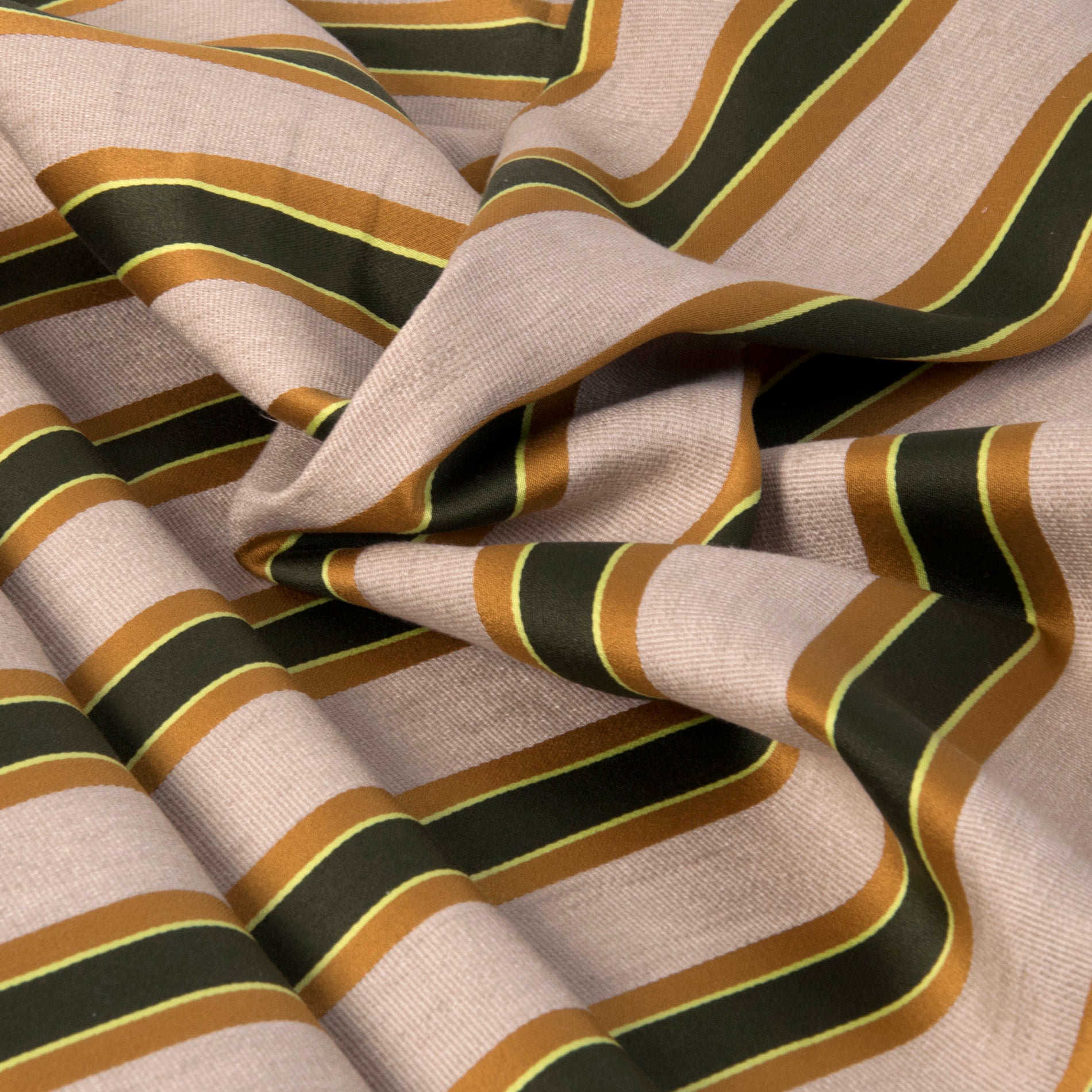 Green and Beige Stripped Fabric 3286 - Fabrics4Fashion