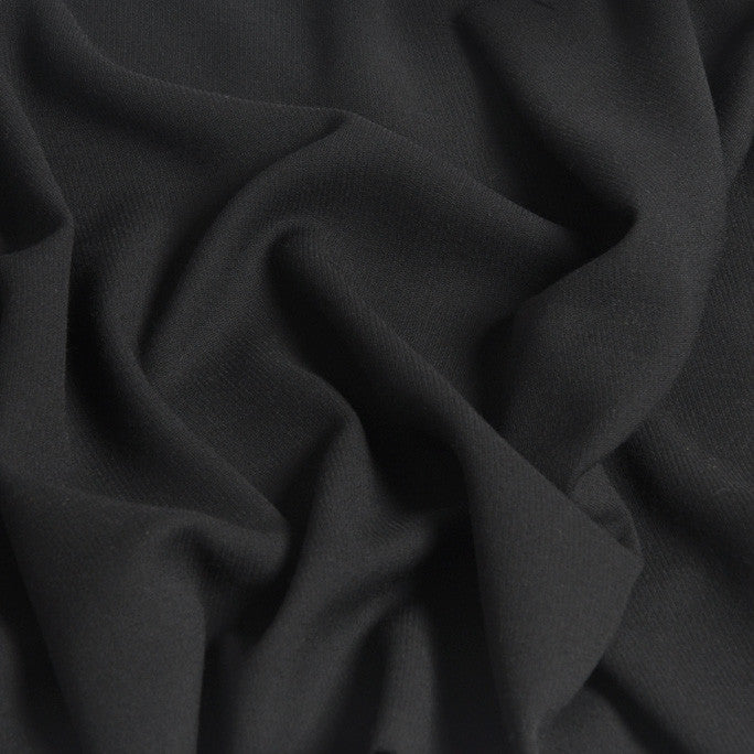 Solid Black Virgin Wool Crepe 363 - Fabrics4Fashion