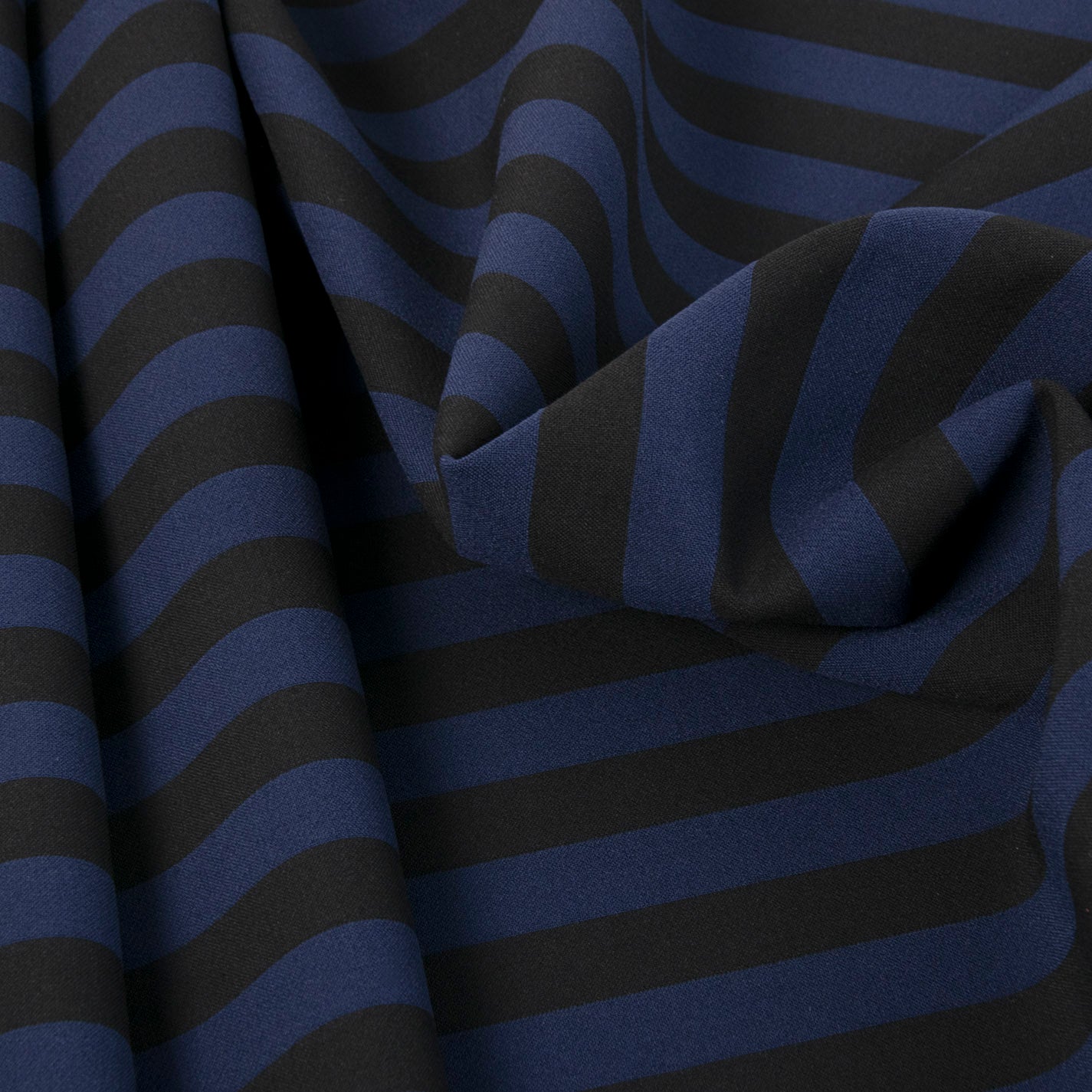 Stretch Black &amp; Navy Stripe Fabric 398 - Fabrics4Fashion