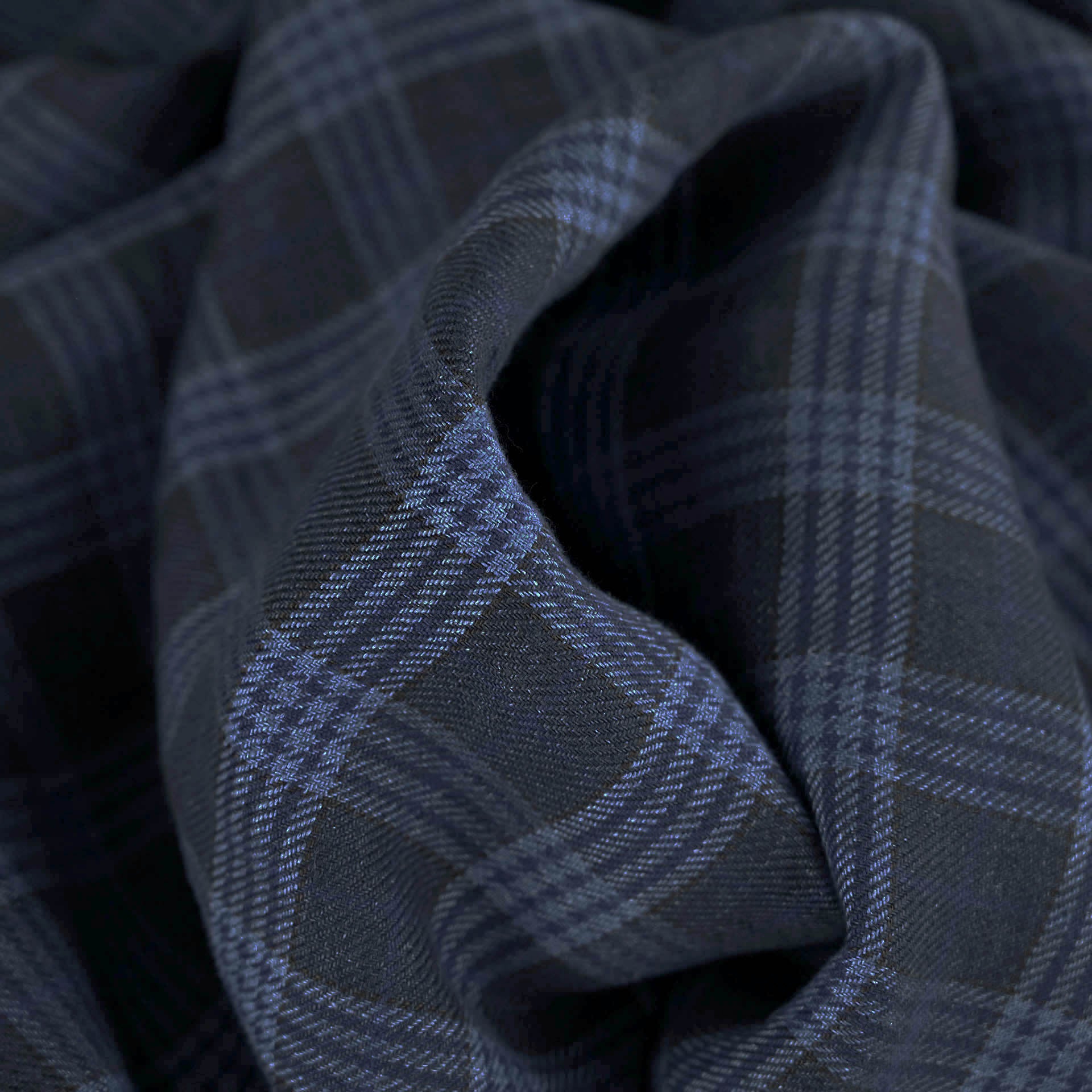 Blue Check Linen Fabric 4121