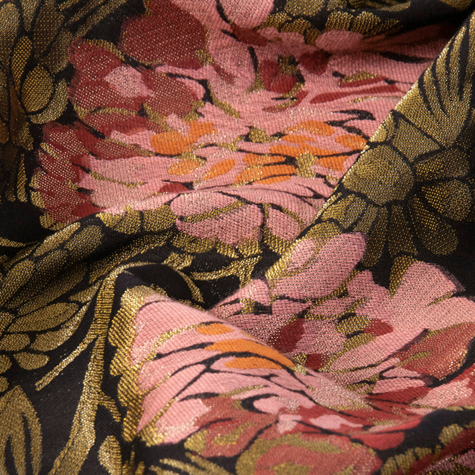 Gold Floral Jacquard 5038 - Fabrics4Fashion