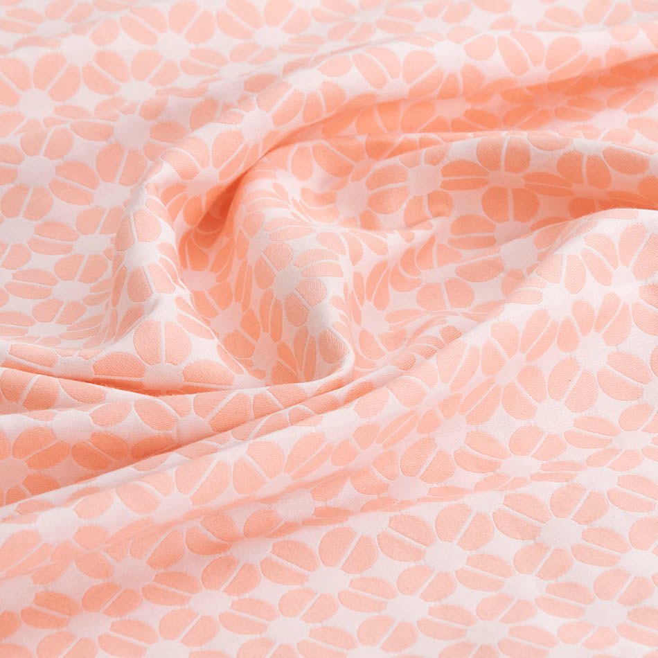 Coral & White Jacquard 5282 - Fabrics4Fashion
