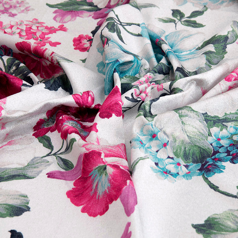 Lurex Floral Print Fabric 5286 - Fabrics4Fashion