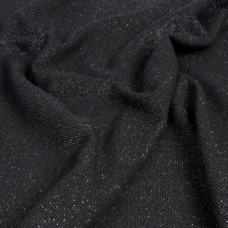 Sparkly Silver Black Wool 574 - Fabrics4Fashion
