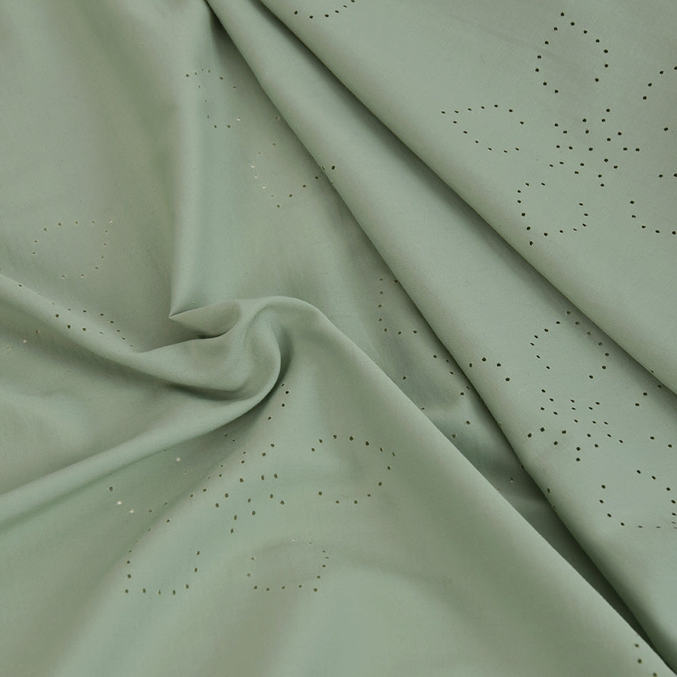 Pistachio Green Floral Laser Pattern 1662 - Fabrics4Fashion