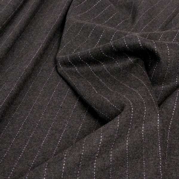 Mid-weight Wool Blend Pinstripe Pin Stripe Heather Grey/Off-White Fabric By  the Yard (3460W