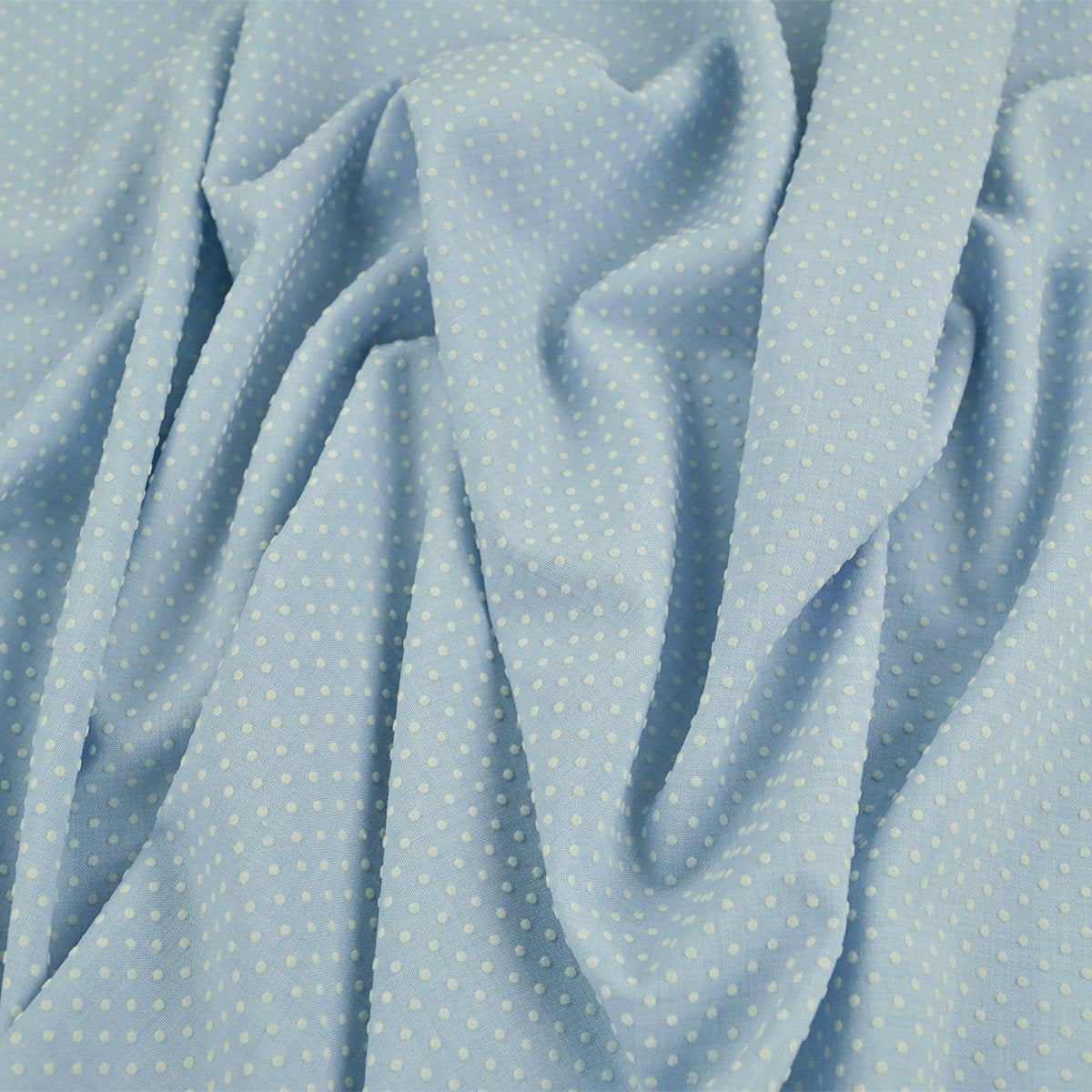 Baby Blue Polka-Dot Flock Fabric 99764