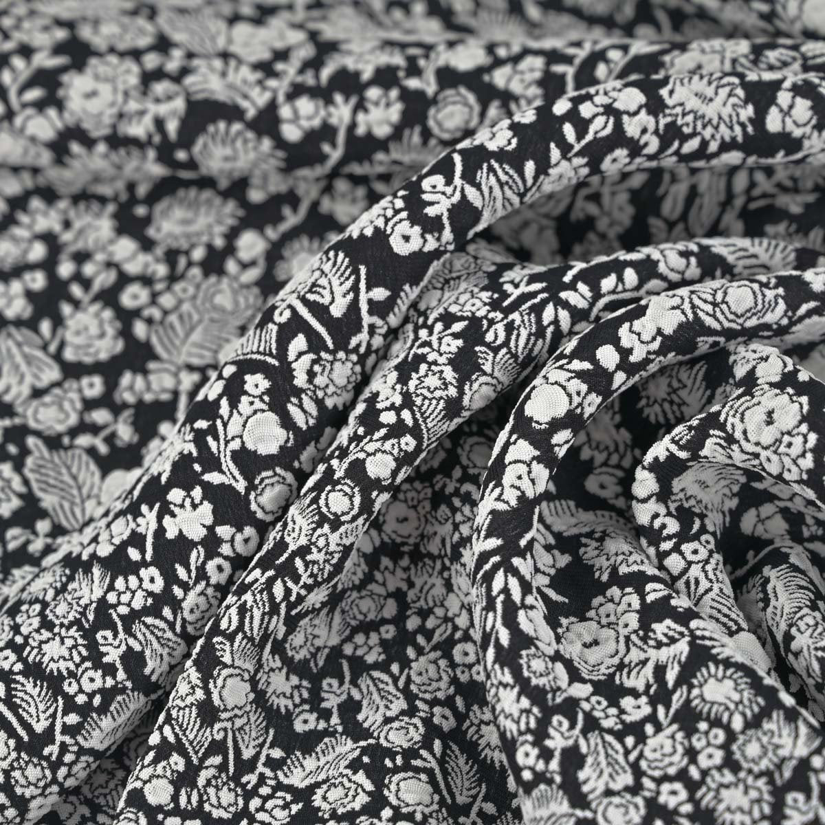 Black Floral Jacquard Fabric 3282